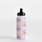 Bold Floral Toss Lavender Purple, Tangerine Orange, Cream Ivory, Playful Home Decor Water Bottle Gallery Image 2