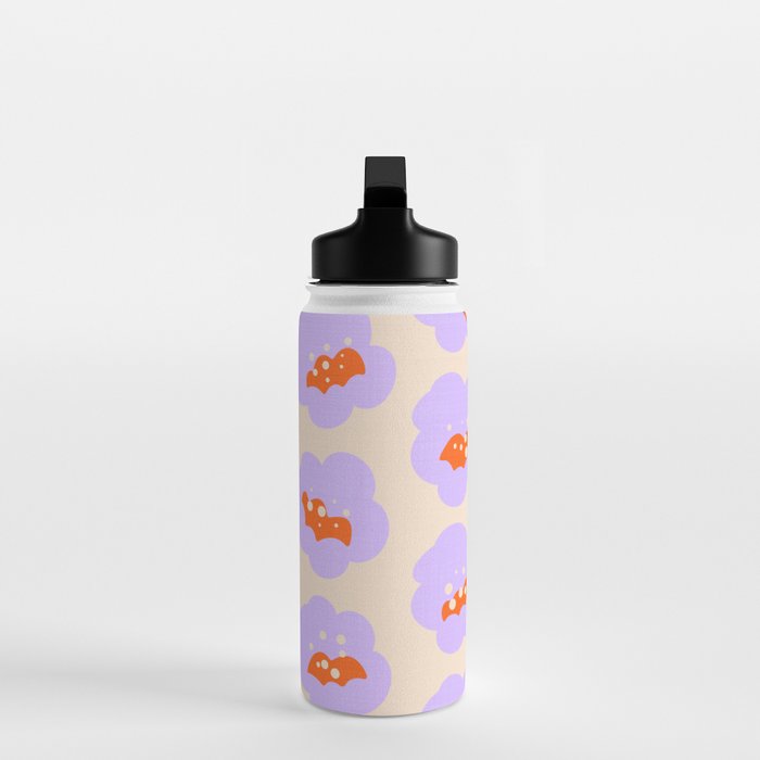 Bold Floral Toss Lavender Purple, Tangerine Orange, Cream Ivory, Playful Home Decor Water Bottle Gallery Image 3