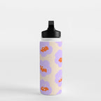 Bold Floral Toss Lavender Purple, Tangerine Orange, Cream Ivory, Playful Home Decor Water Bottle Gallery Image 3