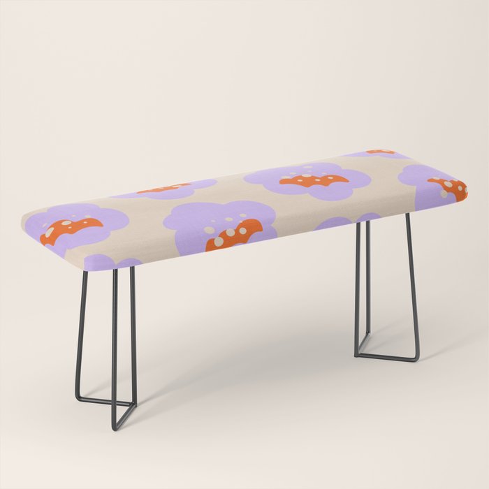 Bold Floral Toss Lavender Purple, Tangerine Orange, Cream Ivory, Playful Home Decor Bench Gallery Image 1