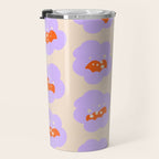 Bold Floral Toss Lavender Purple, Tangerine Orange, Cream Ivory, Playful Home Decor Travel Mug Gallery Image 3