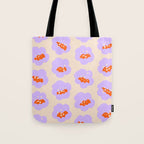 Bold Floral Toss Lavender Purple, Tangerine Orange, Cream Ivory, Playful Home Decor Tote Bag Gallery Image 1