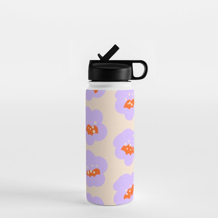 Bold Floral Toss Lavender Purple, Tangerine Orange, Cream Ivory, Playful Home Decor Water Bottle Gallery Image 1