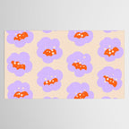 Bold Floral Toss Lavender Purple, Tangerine Orange, Cream Ivory, Playful Home Decor Tablecloth Gallery Image 2