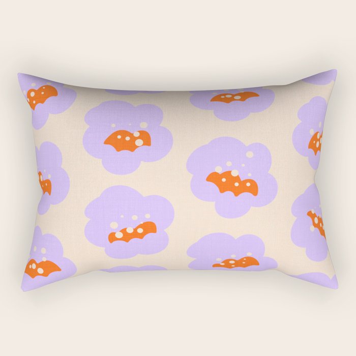 Bold Floral Toss Lavender Purple, Tangerine Orange, Cream Ivory, Playful Home Decor Rectangular Pillow Gallery Image 1