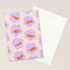 Bold Floral Toss Lavender Purple, Tangerine Orange, Cream Ivory, Playful Home Decor Stationery Card Gallery Image 2