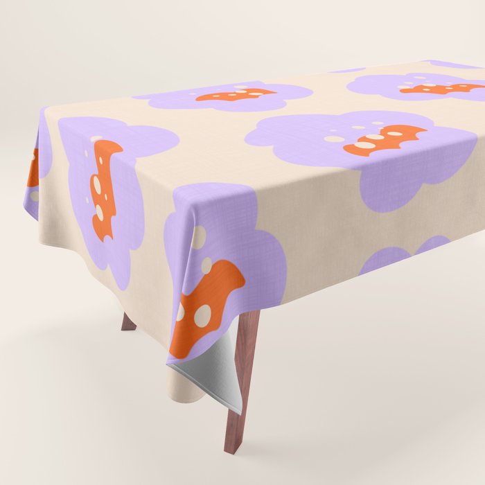 Bold Floral Toss Lavender Purple, Tangerine Orange, Cream Ivory, Playful Home Decor Tablecloth Gallery Image 1