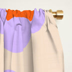 Bold Floral Toss Lavender Purple, Tangerine Orange, Cream Ivory, Playful Home Decor Window Curtain Gallery Image 2