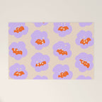 Bold Floral Toss Lavender Purple, Tangerine Orange, Cream Ivory, Playful Home Decor Welcome Mat Gallery Image 1
