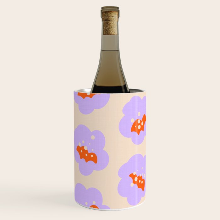 Bold Floral Toss Lavender Purple, Tangerine Orange, Cream Ivory, Playful Home Decor Wine Chiller Gallery Image 3