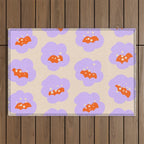 Bold Floral Toss Lavender Purple, Tangerine Orange, Cream Ivory, Playful Home Decor Outdoor Rug Gallery Image 1