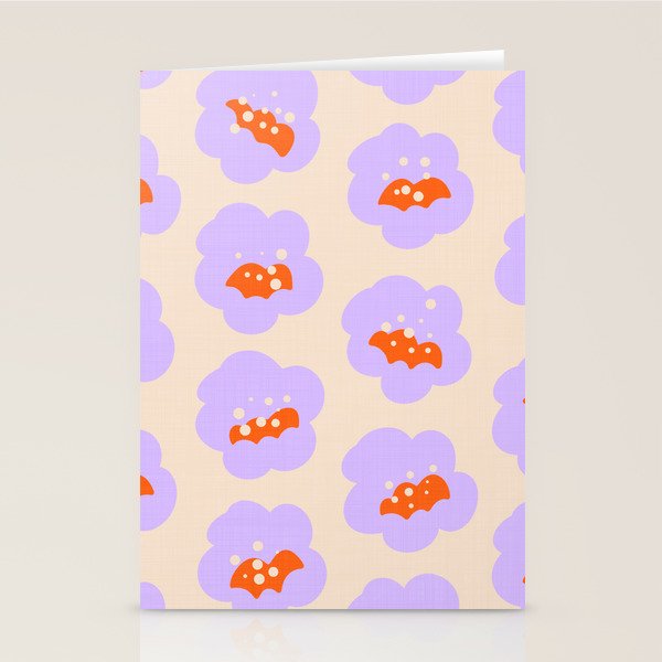 Bold Floral Toss Lavender Purple, Tangerine Orange, Cream Ivory, Playful Home Decor Stationery Card Gallery Image 1