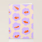 Bold Floral Toss Lavender Purple, Tangerine Orange, Cream Ivory, Playful Home Decor Stationery Card Gallery Image 2