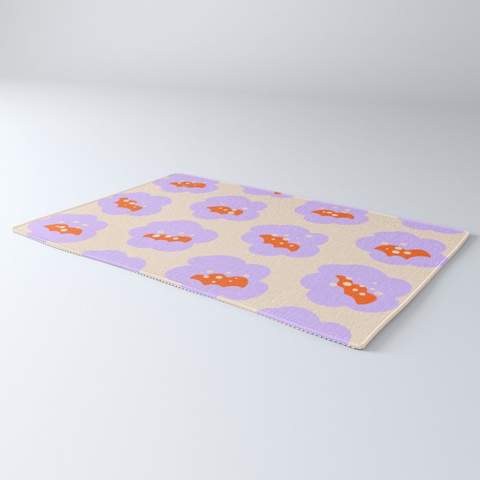 Bold Floral Toss Lavender Purple, Tangerine Orange, Cream Ivory, Playful Home Decor Rug Gallery Image 3