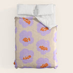 Bold Floral Toss Lavender Purple, Tangerine Orange, Cream Ivory, Playful Home Decor Comforter Gallery Image 6