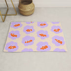 Bold Floral Toss Lavender Purple, Tangerine Orange, Cream Ivory, Playful Home Decor Rug Gallery Image 1