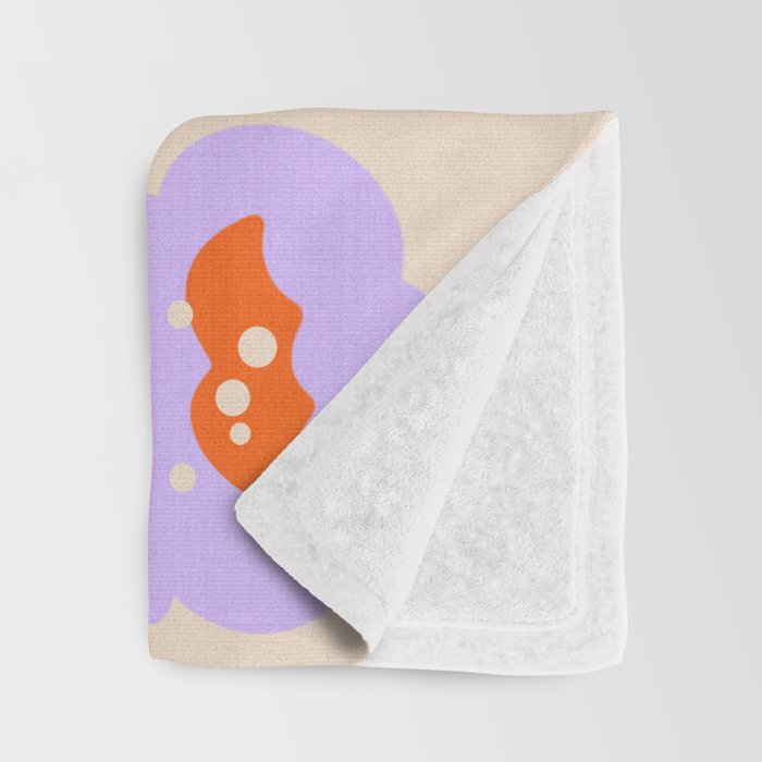 Bold Floral Toss Lavender Purple, Tangerine Orange, Cream Ivory, Playful Home Decor Throw Blanket Gallery Image 3