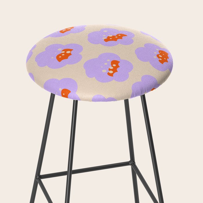 Bold Floral Toss Lavender Purple, Tangerine Orange, Cream Ivory, Playful Home Decor Stool Gallery Image 2