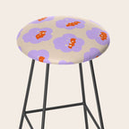 Bold Floral Toss Lavender Purple, Tangerine Orange, Cream Ivory, Playful Home Decor Stool Gallery Image 2