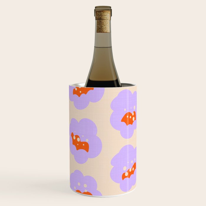 Bold Floral Toss Lavender Purple, Tangerine Orange, Cream Ivory, Playful Home Decor Wine Chiller Gallery Image 2