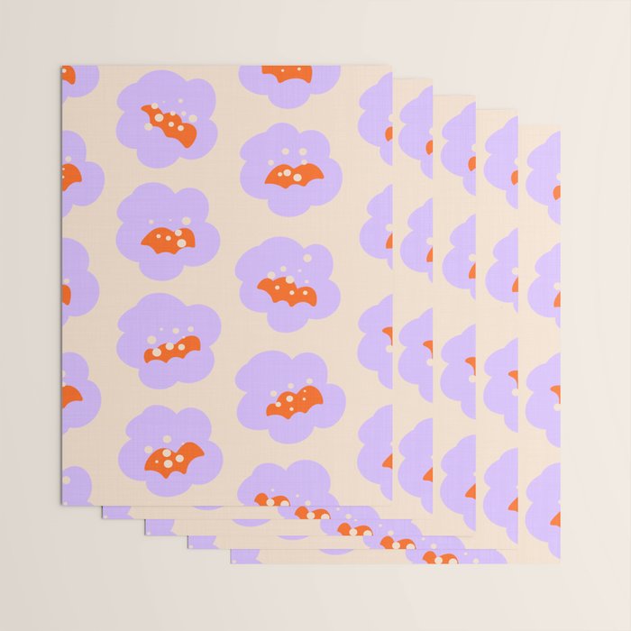 Bold Floral Toss Lavender Purple, Tangerine Orange, Cream Ivory, Playful Home Decor Wrapping Paper Gallery Image 3