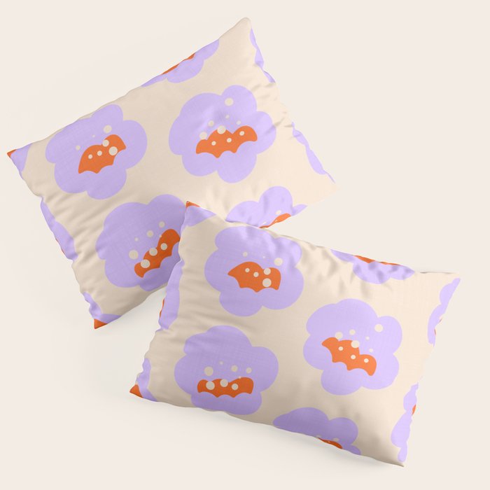 Bold Floral Toss Lavender Purple, Tangerine Orange, Cream Ivory, Playful Home Decor Pillow Sham Gallery Image 3