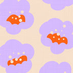 Bold Floral Toss Lavender Purple, Tangerine Orange, Cream Ivory, Playful Home Decor Coffee Mug Gallery Image 2
