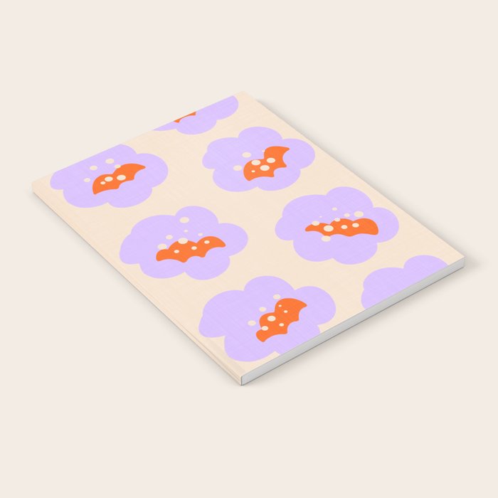 Bold Floral Toss Lavender Purple, Tangerine Orange, Cream Ivory, Playful Home Decor Notebook Gallery Image 2