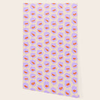 Bold Floral Toss Lavender Purple, Tangerine Orange, Cream Ivory, Playful Home Decor Wallpaper Gallery Image 2