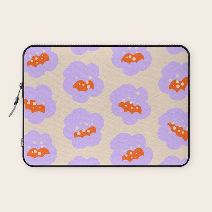 Bold Floral Toss Lavender Purple, Tangerine Orange, Cream Ivory, Playful Home Decor Laptop Sleeve Gallery Image 1