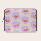 Bold Floral Toss Lavender Purple, Tangerine Orange, Cream Ivory, Playful Home Decor Laptop Sleeve Gallery Image 1