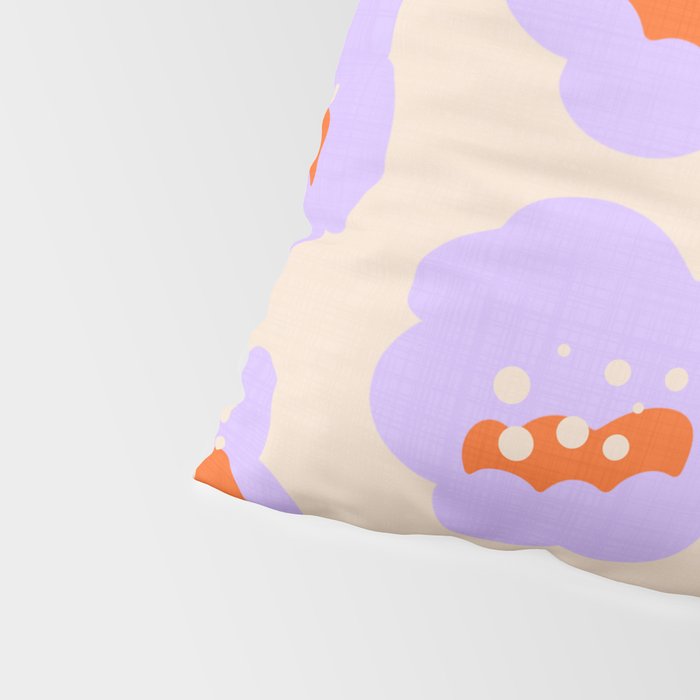 Bold Floral Toss Lavender Purple, Tangerine Orange, Cream Ivory, Playful Home Decor Pillow Sham Gallery Image 4
