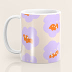 Bold Floral Toss Lavender Purple, Tangerine Orange, Cream Ivory, Playful Home Decor Coffee Mug Gallery Image 3