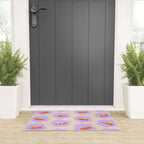 Bold Floral Toss Lavender Purple, Tangerine Orange, Cream Ivory, Playful Home Decor Welcome Mat Gallery Image 3