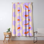 Bold Floral Toss Lavender Purple, Tangerine Orange, Cream Ivory, Playful Home Decor Window Curtain Gallery Image 5