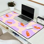 Bold Floral Toss Lavender Purple, Tangerine Orange, Cream Ivory, Playful Home Decor Desk Mat Gallery Image 2