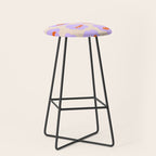 Bold Floral Toss Lavender Purple, Tangerine Orange, Cream Ivory, Playful Home Decor Stool Gallery Image 1