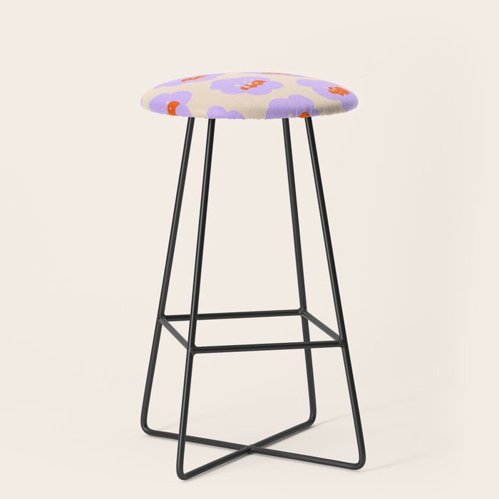 Bold Floral Toss Lavender Purple, Tangerine Orange, Cream Ivory, Playful Home Decor Stool Gallery Image 1
