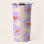 Bold Floral Toss Lavender Purple, Tangerine Orange, Cream Ivory, Playful Home Decor Travel Mug Gallery Image 1