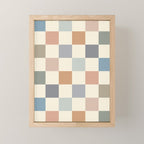 Blue & Beige Neutral Checker Mini Art Print Gallery Image 1