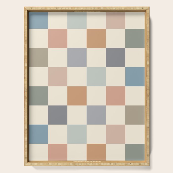 Blue & Beige Neutral Checker Serving Tray Gallery Image 1