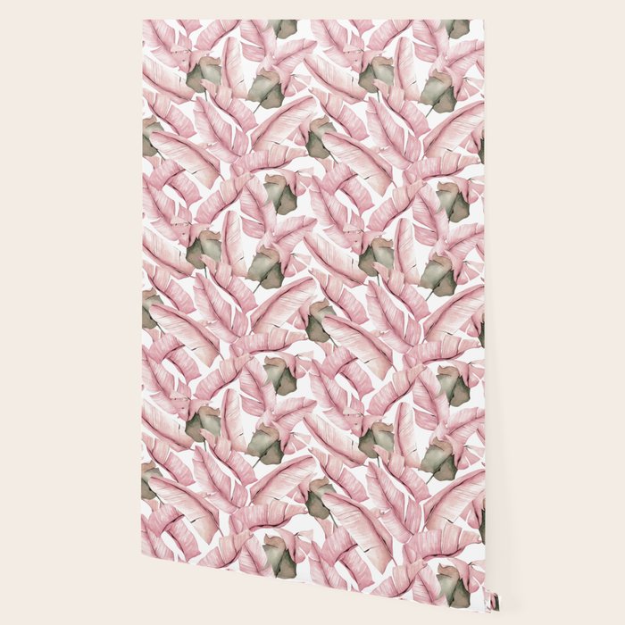 Tropical Banana Leaves, Watercolor Prints Wallpaper Gallery Image 2