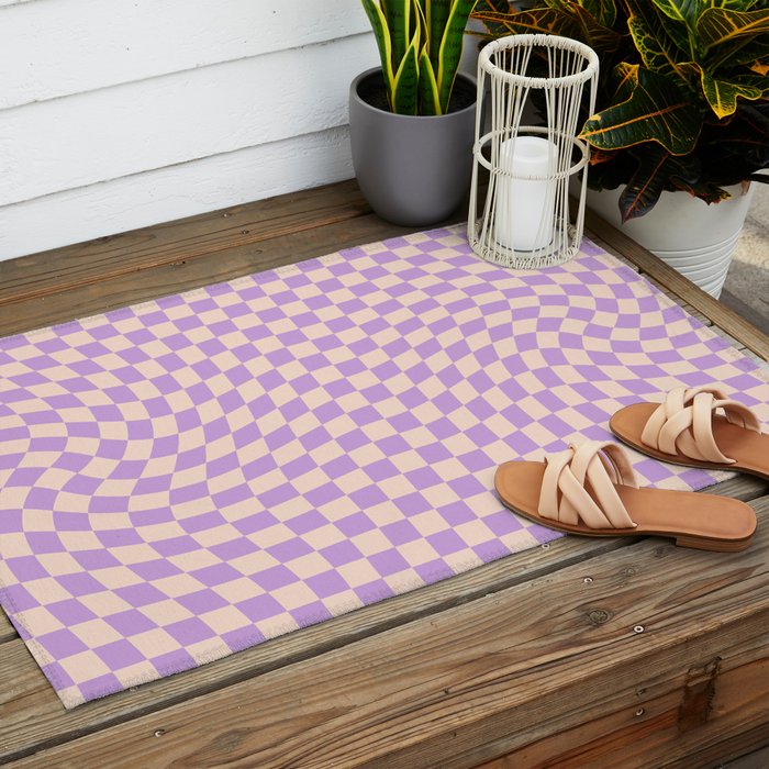 Check V - Lilac Twist â Checkerboard Print Outdoor Rug Gallery Image 2