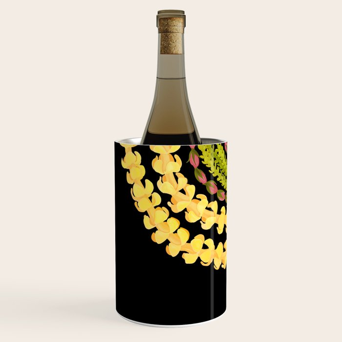 Lei Drape Puakenikeni Palaka Lokelani on black Wine Chiller Gallery Image 2