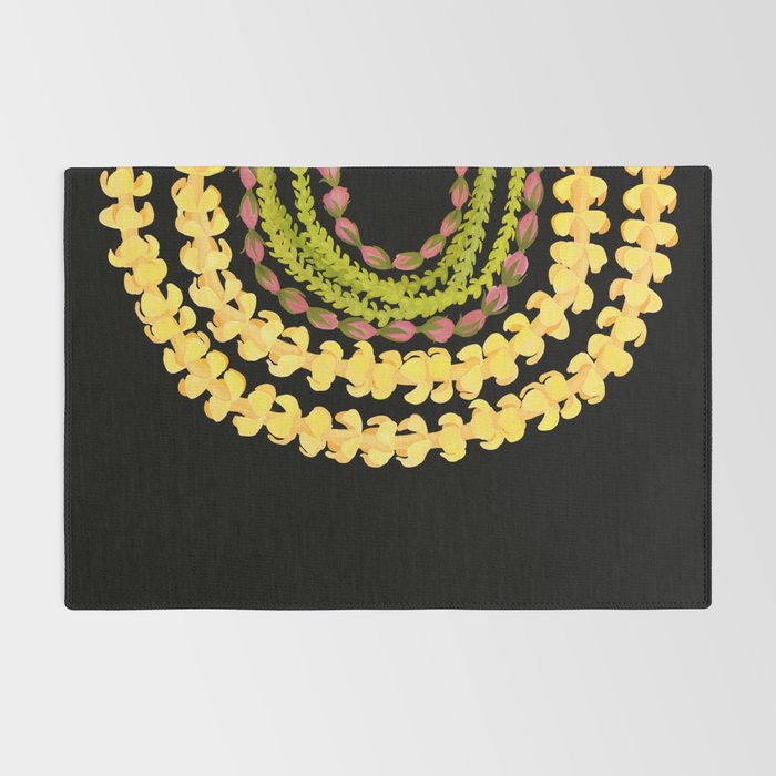Lei Drape Puakenikeni Palaka Lokelani on black Rug Gallery Image 2