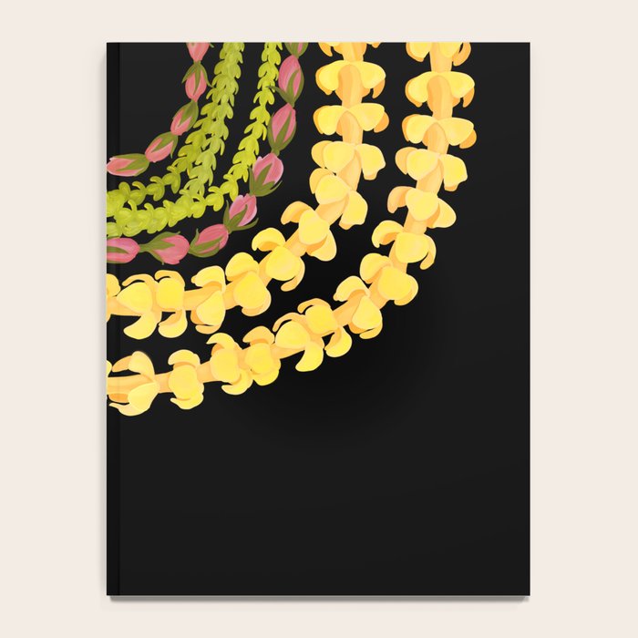 Lei Drape Puakenikeni Palaka Lokelani on black Notebook Gallery Image 4