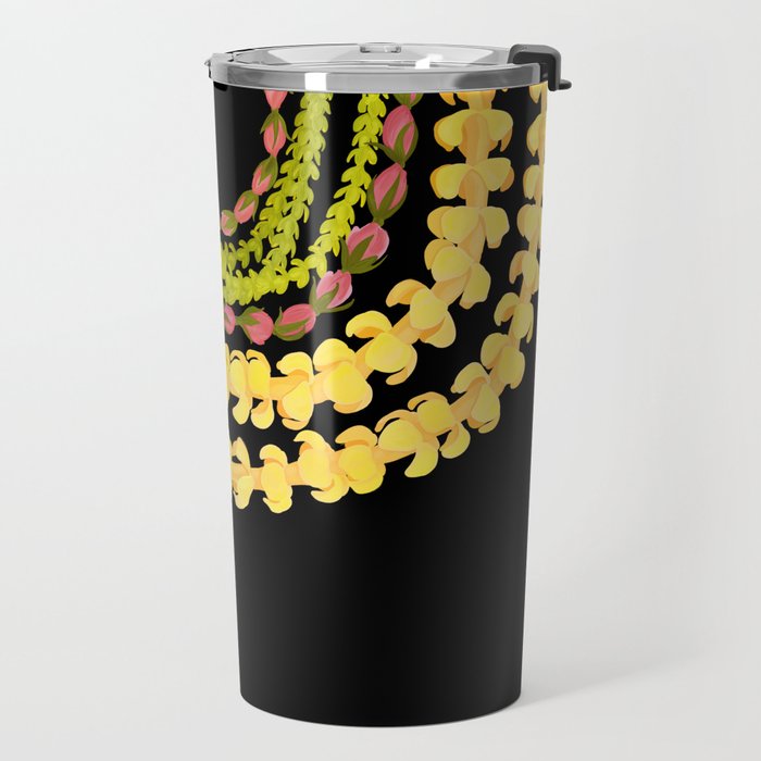 Lei Drape Puakenikeni Palaka Lokelani on black Travel Mug Gallery Image 2