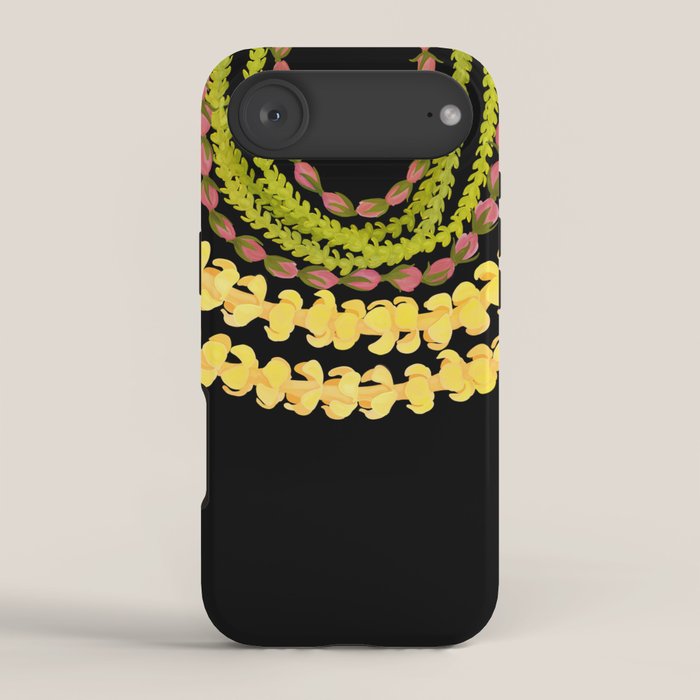 Lei Drape Puakenikeni Palaka Lokelani on black iPhone Case Gallery Image 2