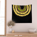 Lei Drape Puakenikeni Palaka Lokelani on black Wall Tapestry Gallery Image 2