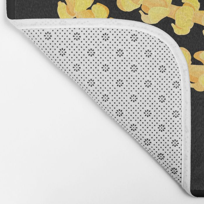 Lei Drape Puakenikeni Palaka Lokelani on black Bath Mat Gallery Image 2